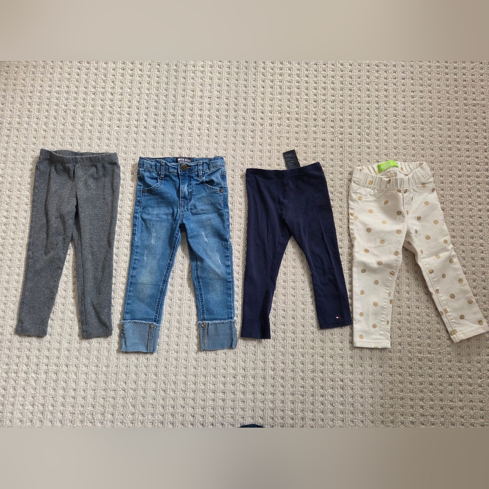 2T- Baby Girl Jeans and Leggings Bundle- 4 Pieces